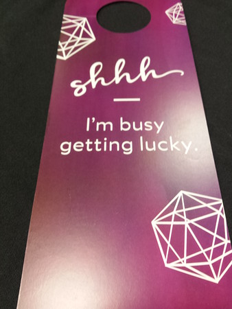 The new Lucky Break Consulting door hanger that Lela gifted us before her presentation.