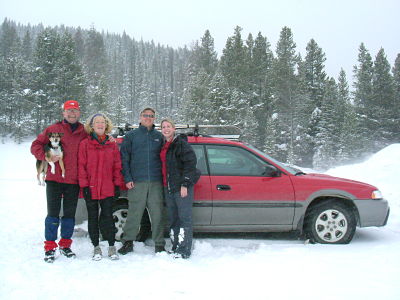 The 4 of us + Maggie (the pup) after our ski outing